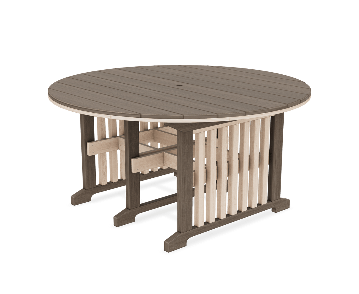 Amish Keystone - Juego de mesa de comedor redonda para patio de 60" para 8 personas
