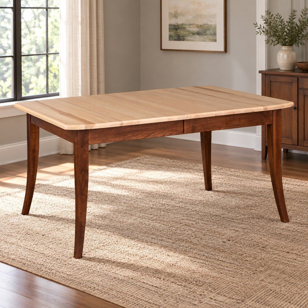 Amish Kidron Transitional Solid Wood Extendable Dining Table with Self-Storing Leaves