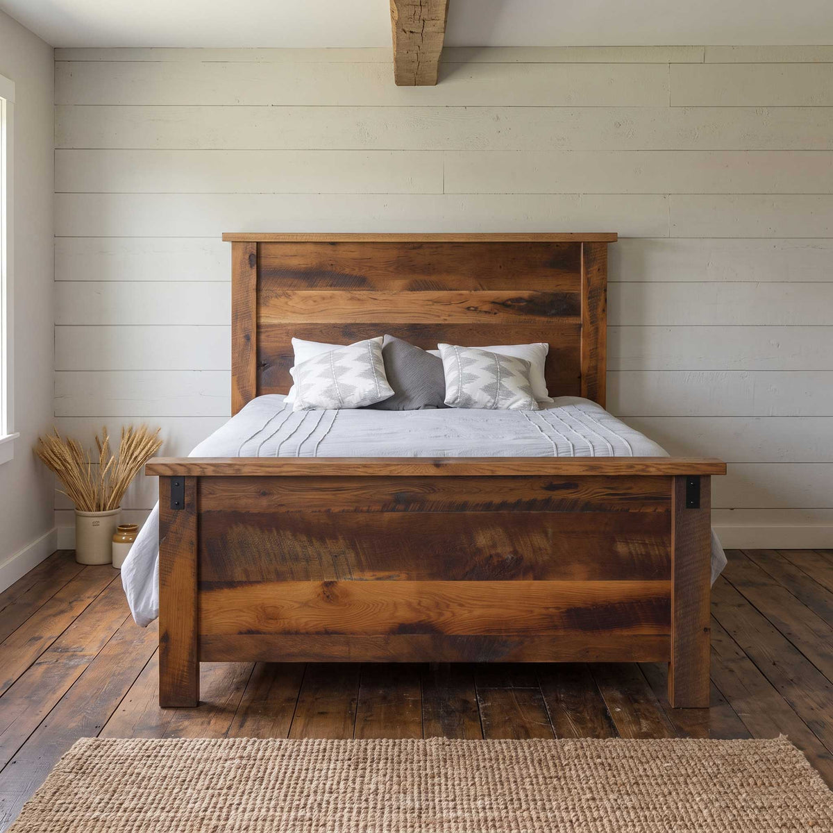 Amish Lampeter Rustic Panel Bed Frame