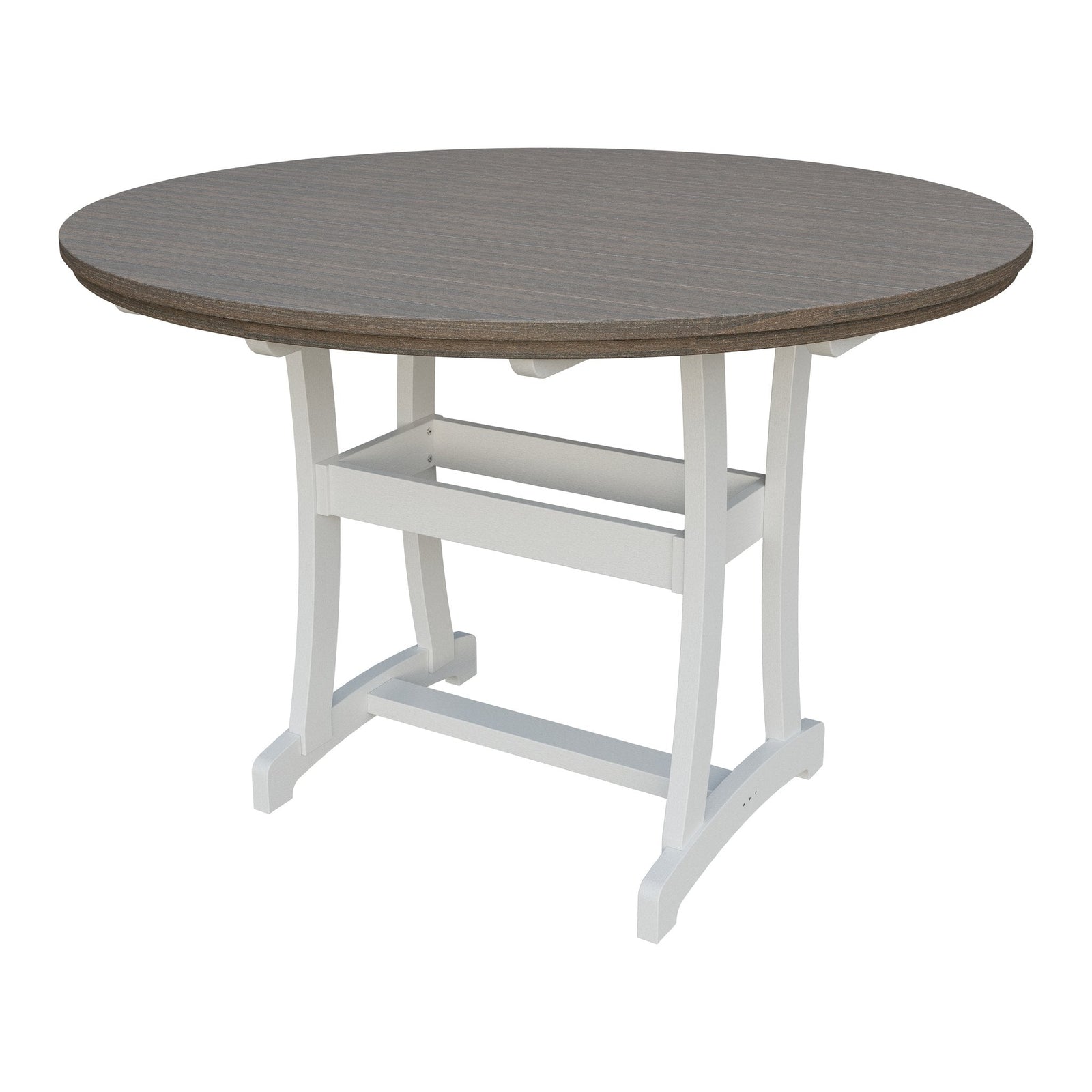 Amish Legacy 64" Round Outdoor Bar Table with Umbrella Hole in Brazilian Walnut & White
