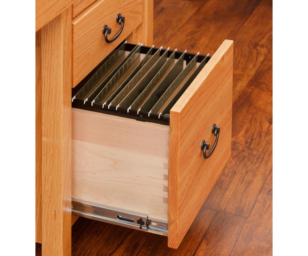 Amish Lewisburg Shaker Solid Wood 70" Double Pedestal Executive Desk - dovetailed file drawer on full-extension slides