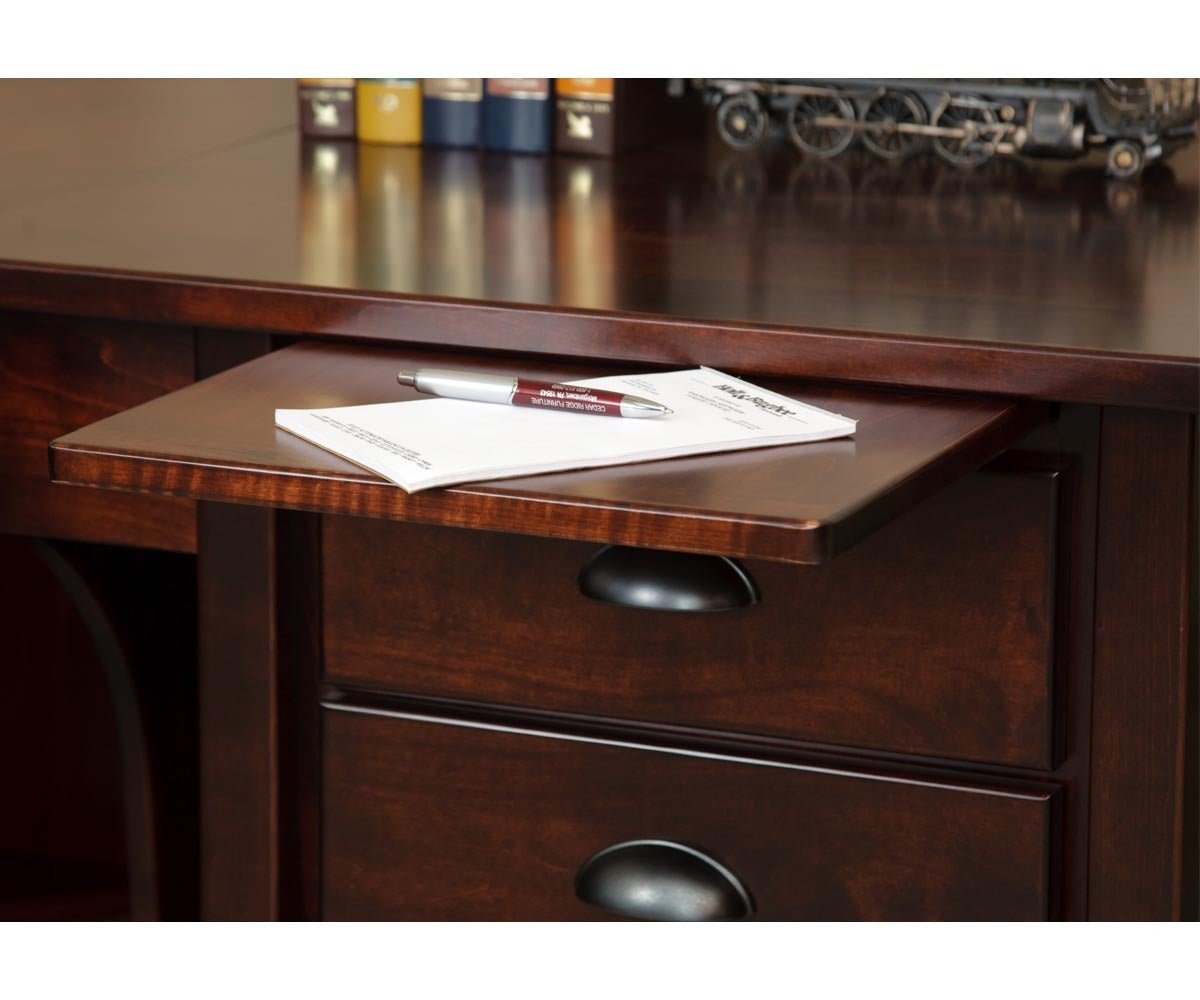 Amish Lewisburg Shaker Solid Wood 70" Double Pedestal Executive Desk - pull-out writing tray detail
