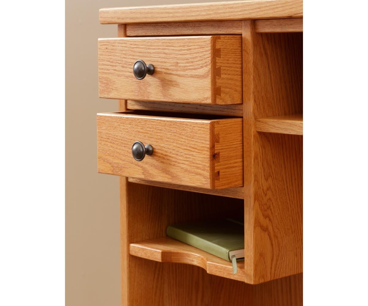 Amish Lewisburg Shaker Solid Wood L Table Desk - dovetailed drawer construction detail