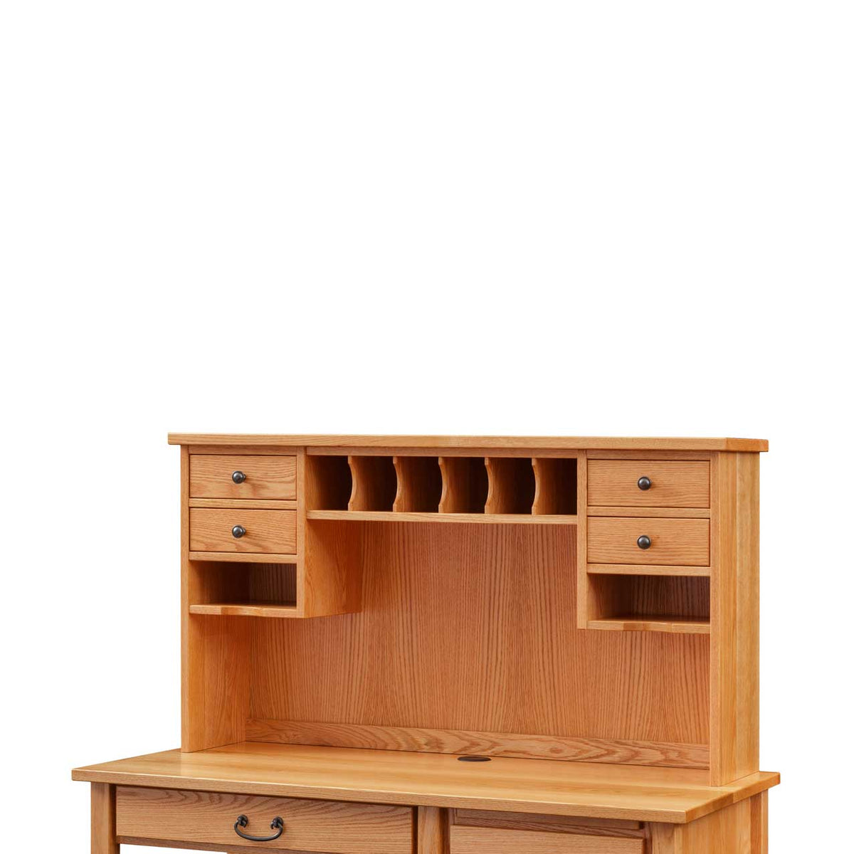 Amish Lewisburg Shaker Solid Wood Single Pedestal Desk with Hutch - matching hutch top (4-Drawer Hutch)