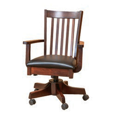 Amish Lewisburg Shaker Solid Wood Slat Back Swivel Desk Chair