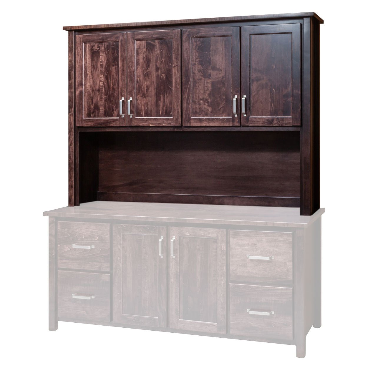 Amish Lewisburg Shaker Solid Wood Storage Credenza with Hutch