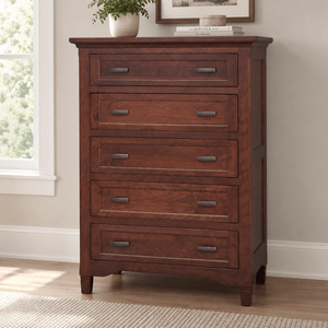 Amish Lexington Chest of Drawers shown in the bedroom of a transitional home
