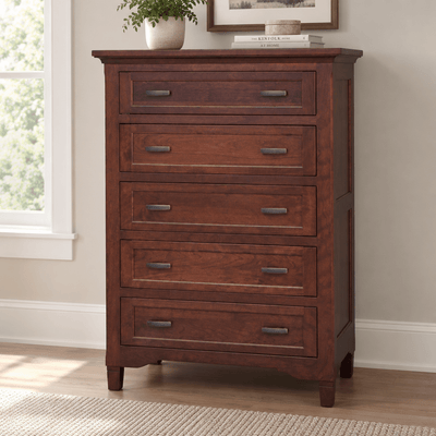 Amish Lexington Chest of Drawers shown in the bedroom of a transitional home