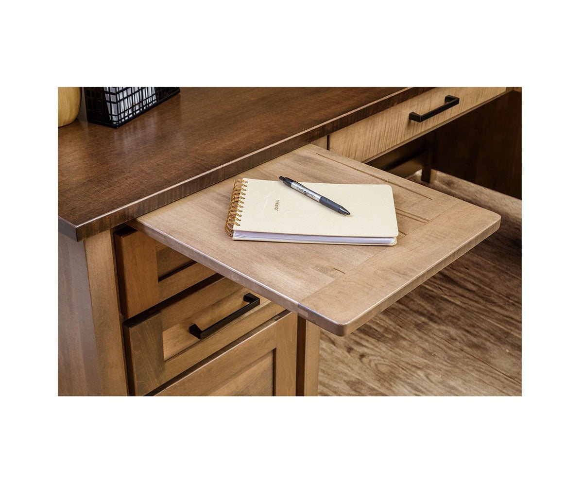 Amish Madisonburg Transitional Solid Wood Executive Desk - pull-out writing tray detail