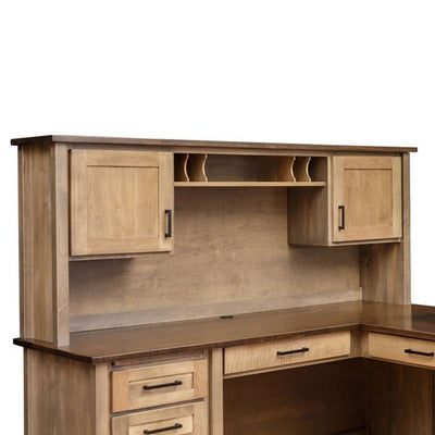 Amish Madisonburg Transitional Solid Wood Hutch Top - shown on L-shaped desk