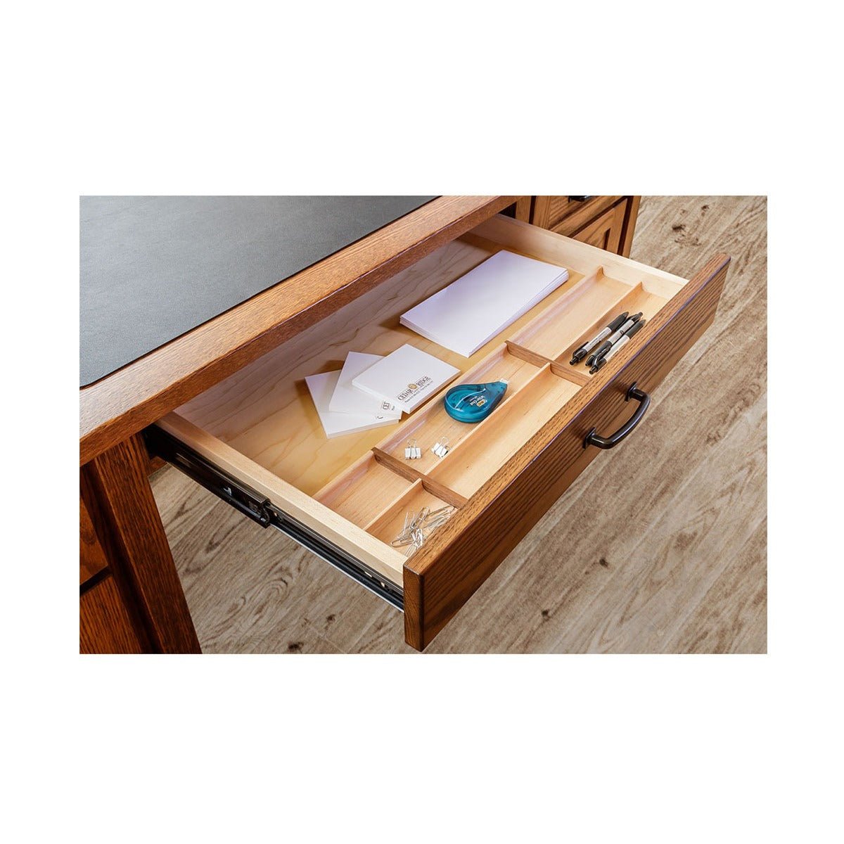 Amish Madisonburg Transitional Solid Wood L-Shaped Desk - pencil drawer