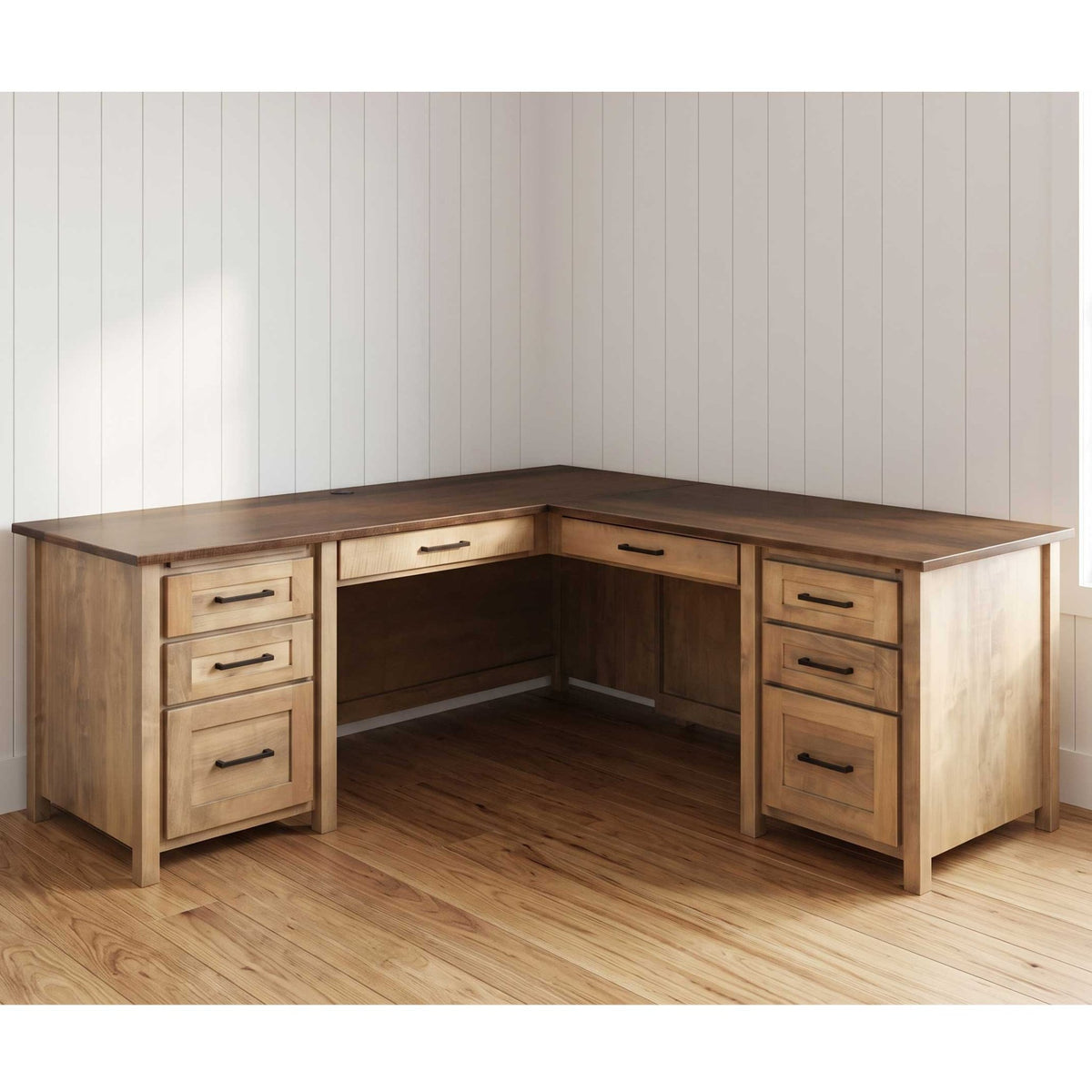 Amish Madisonburg Transitional Solid Wood L-Shaped Desk