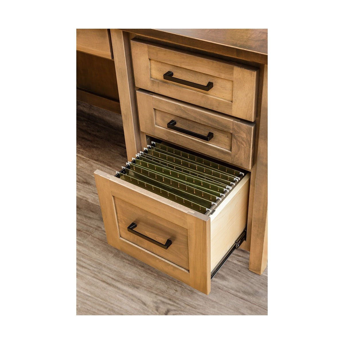 Amish Madisonburg Transitional Solid Wood L-Shaped Desk - file drawer
