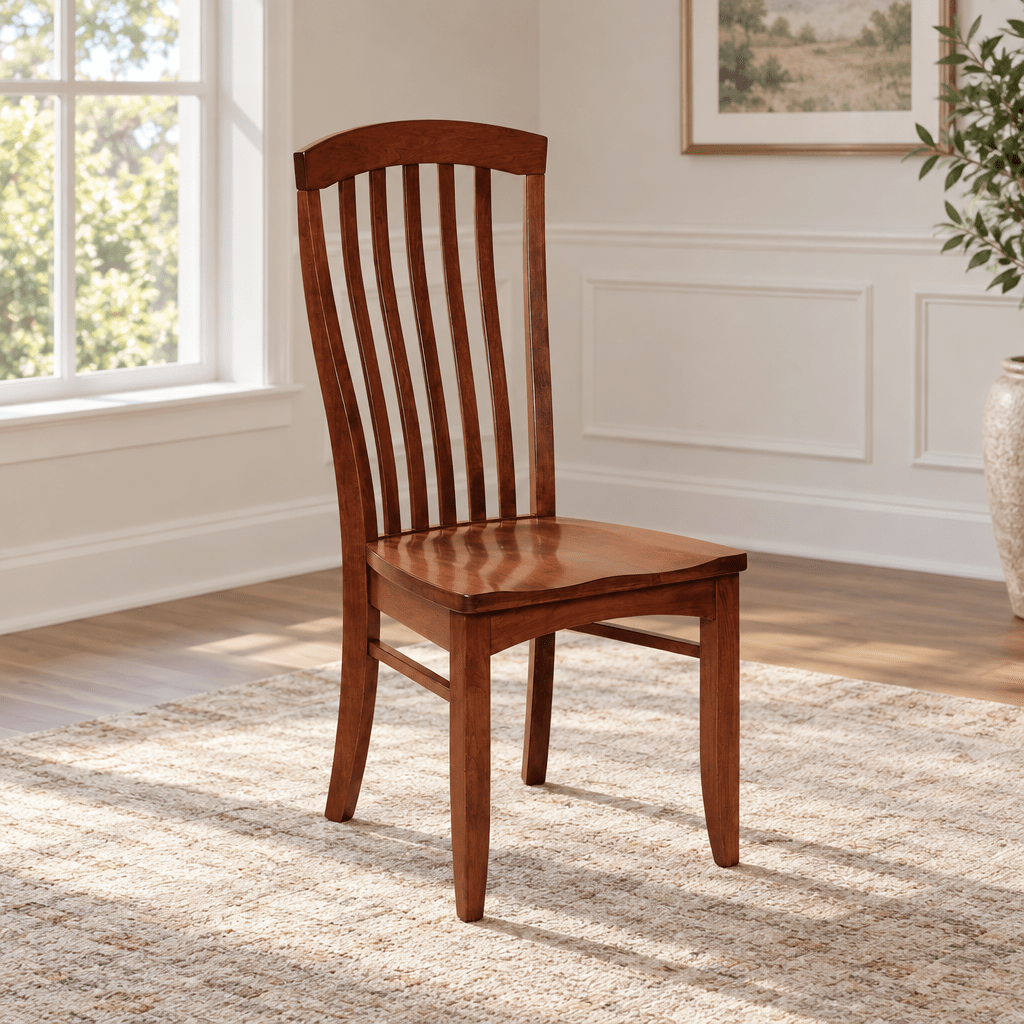 Amish Malibu Dining Chair shown in the dining room of a transitional home
