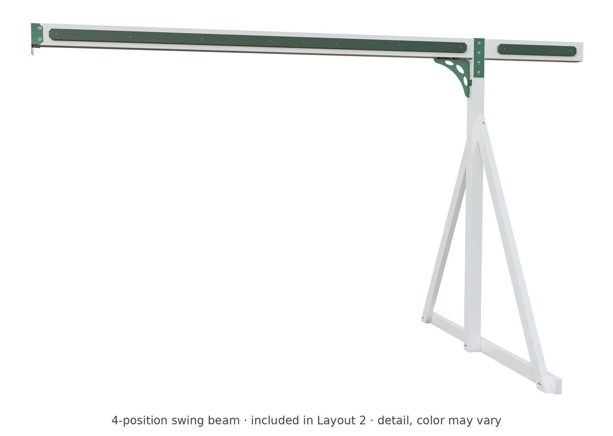 4-position swing beam detail – included in Layout 2 of the Matterhorn Vinyl Playset & Swing Set Kit