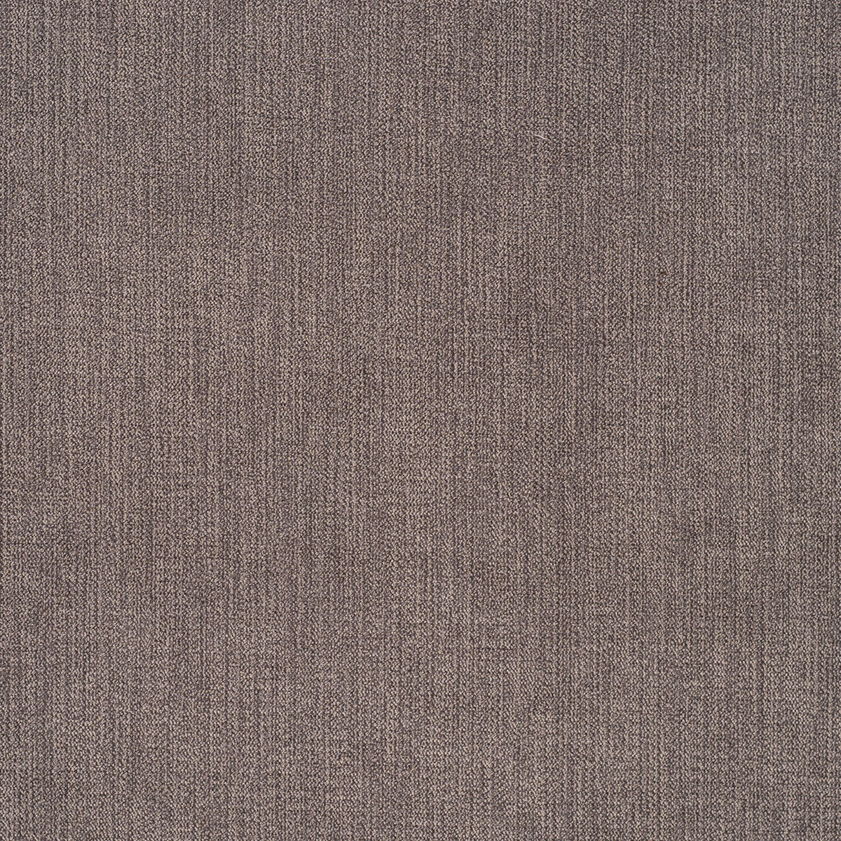 Upholstery fabric swatch in a taupe brown woven texture with fine vertical striations