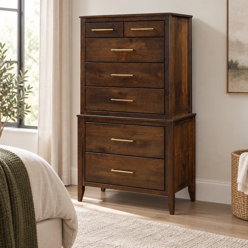 Amish Middlebury Modern Solid Wood Chest on Chest