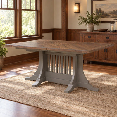 Amish Millersburg Mission Style Solid Wood Extendable Dining Table