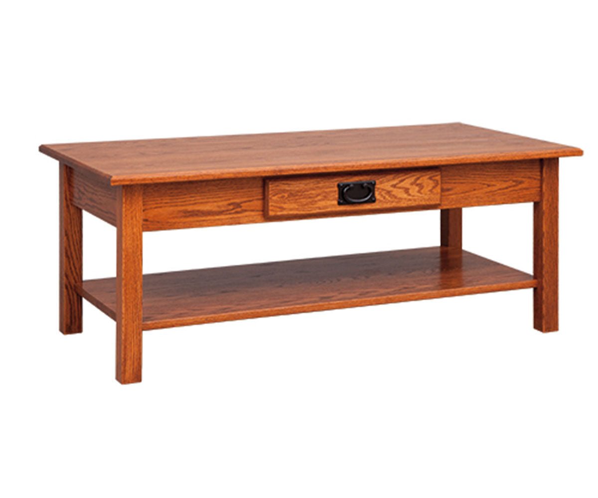 Amish Mission 46"Coffee Table shown in the living room of a transitional home