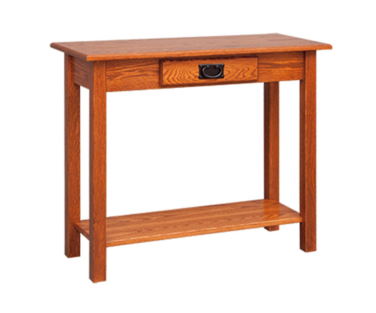 Amish Mission Hall Table shown in the living room of a transitional home