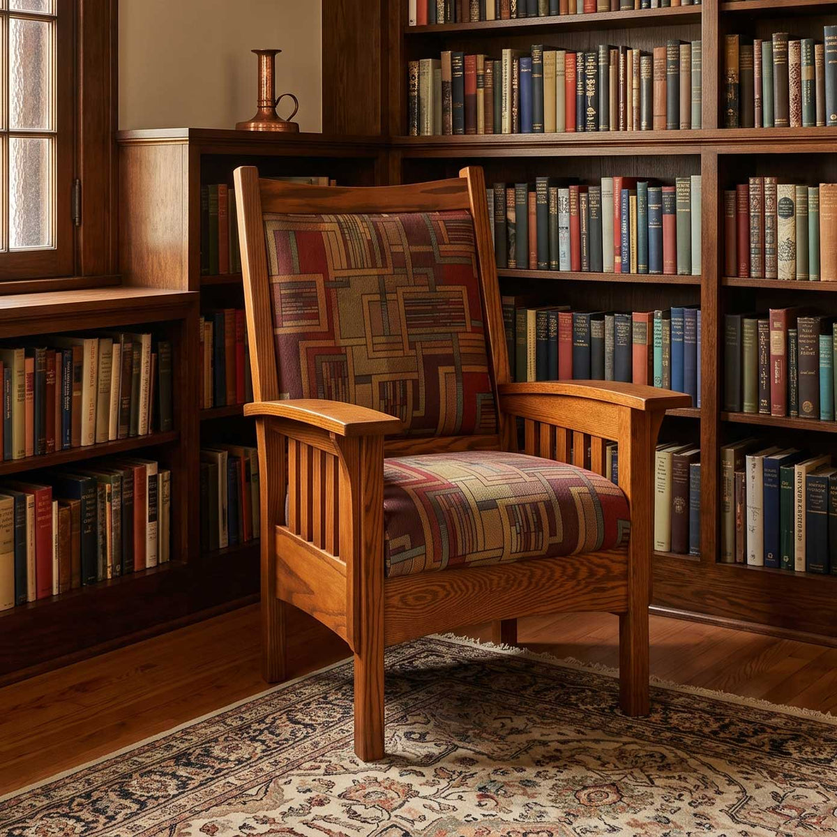 Amish Classic Mission Wood Frame Library Chair