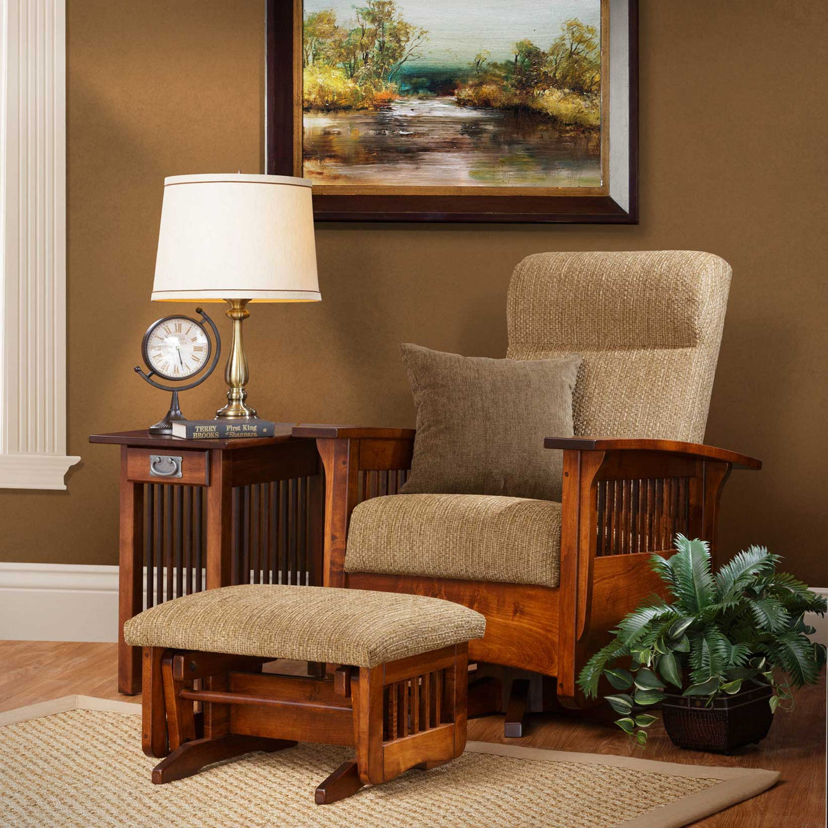 Amish Mission Swivel Glider & Ottoman Set