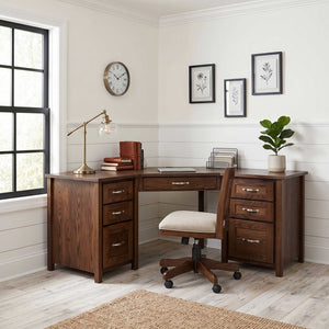 Amish Shelton Solid Wood Corner L Desk