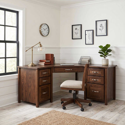 Amish Shelton Solid Wood Corner L Desk