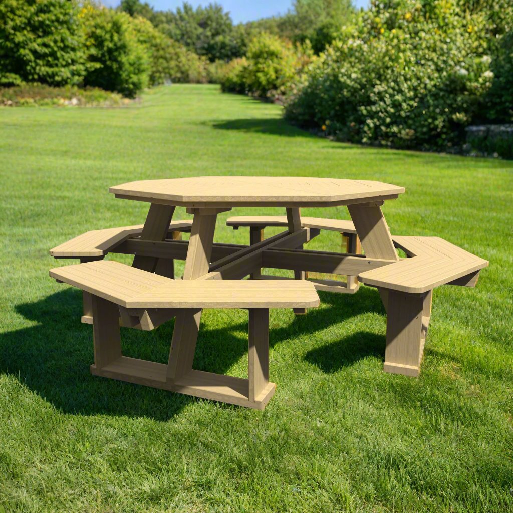 Amish Octagon Solid Wood Picnic Table - snyders.furniture