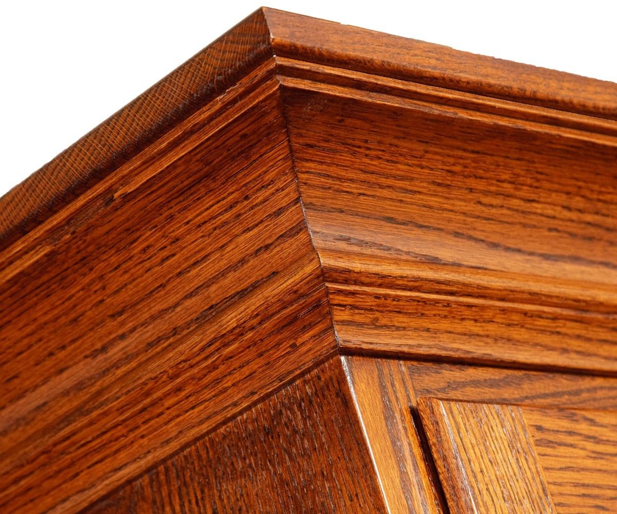 Amish Orrstown Traditional Solid Wood L Corner Desk - crown molding and wood grain detail