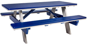 Amish poly 6' rectangle picnic table, patriot blue & light gray, product shot