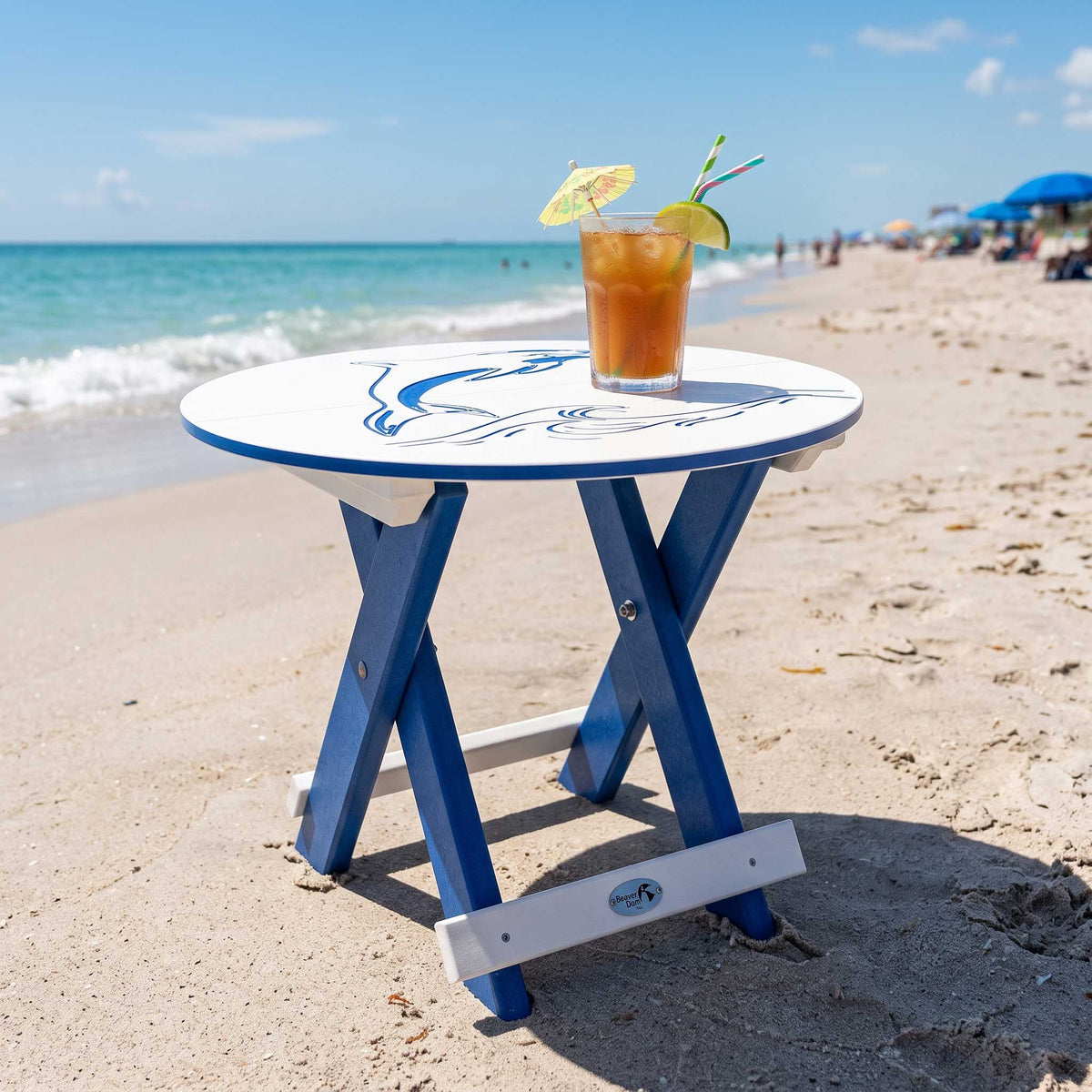 Amish Poly Patio Dockside Round Folding Table