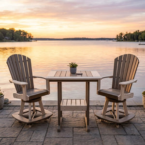 Amish Poly Great Bay Patio Counter Swivel Chair Table 3pc Set