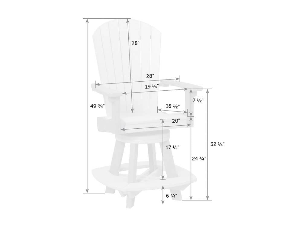 Amish Poly Great Bay Patio Counter Swivel Chair Table 3pc Set
