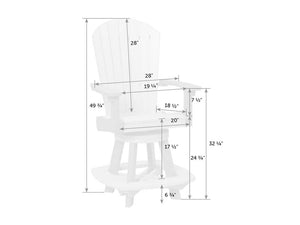 Amish Poly Great Bay Patio Counter Swivel Chair Table 3pc Set