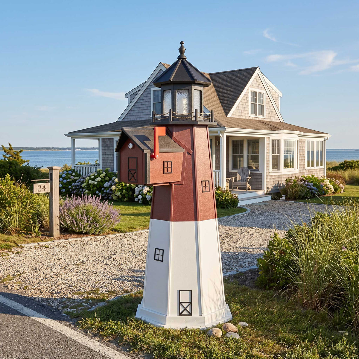 Amish 6' Poly lighthouse with mailbox
