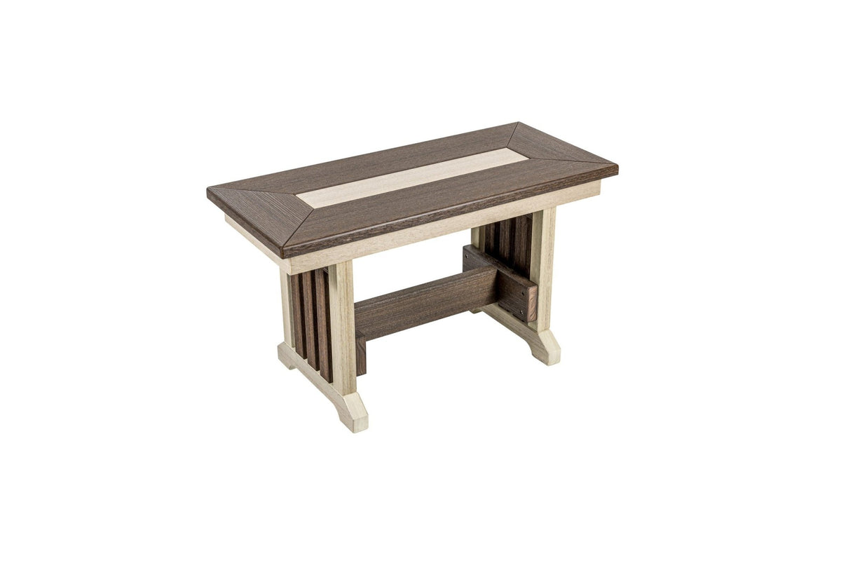 32 inch Mission poly dining bench, birch and brazilian walnut