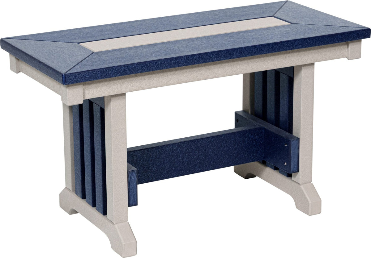 32 inch Mission poly dining bench, patriot blue and light gray
