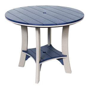 Cape May round poly table shown in the 43 inch size; this listing is the 48 inch counter height table