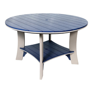 60 inch Cape May round poly table, navy and gray