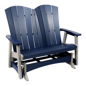 Cape May two-seat poly double glider with fan backs, navy and gray