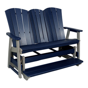 Cape May counter height poly triple glider with console, navy and gray