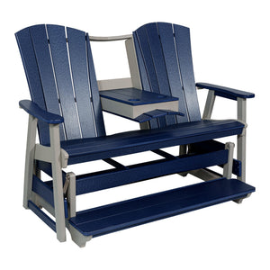 Cape May counter height poly triple glider with console, navy and gray (photo 2)