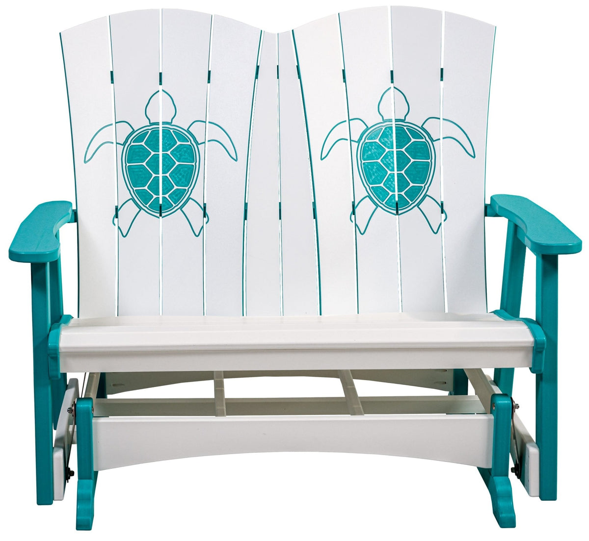 Dockside poly double glider, white & aruba blue with turtle engraving, product shot