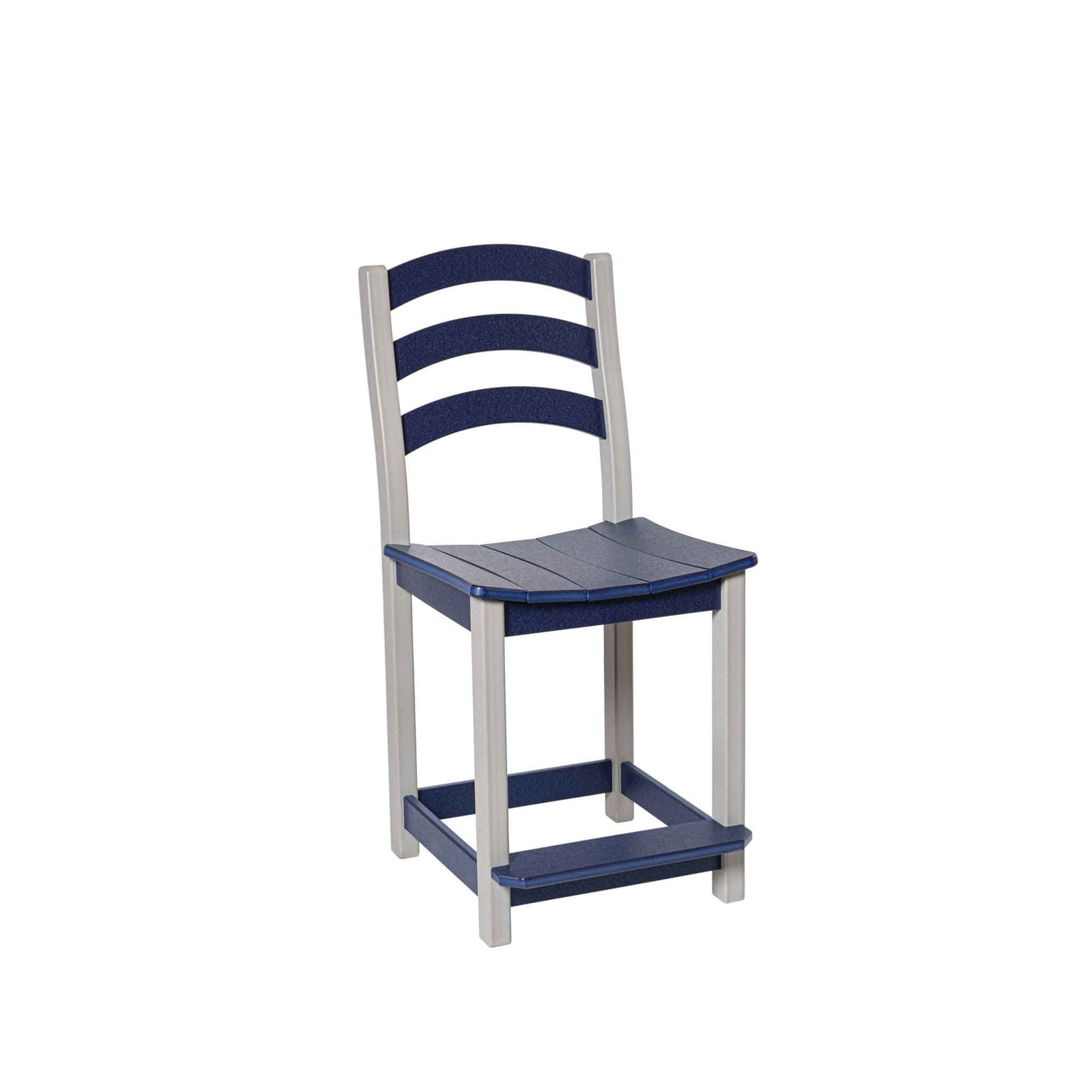 Cedar brown and black ladder back counter chair on a composite deck beside a matching pub table