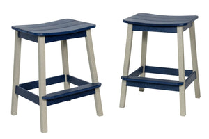 Maui poly backless saddle bar stools, light gray & patriot blue, pair, product shot