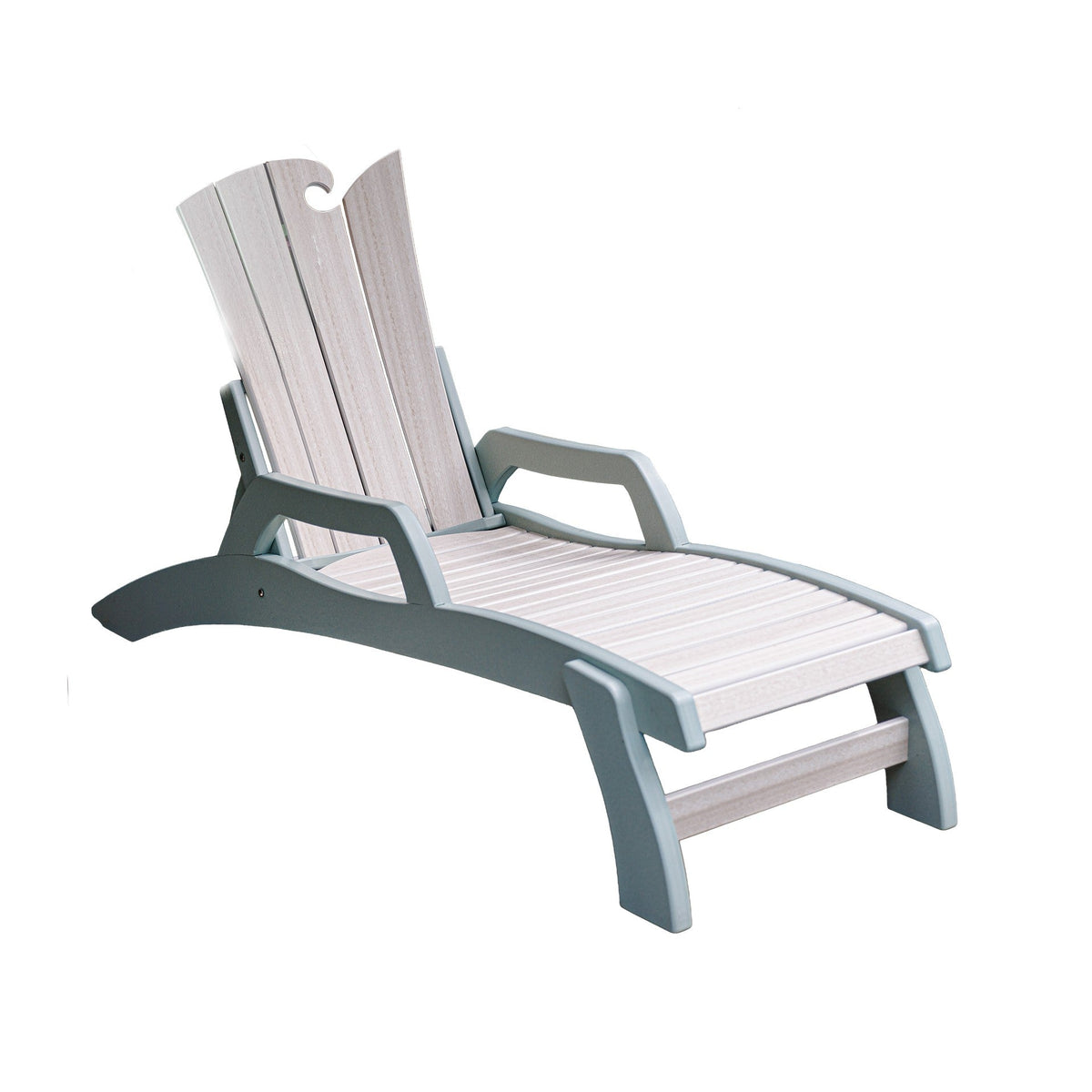 Myrtle Beach poly chaise lounge, white with gray base