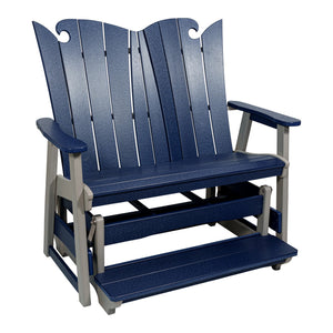 Myrtle Beach counter height poly double glider with footrest, navy and gray