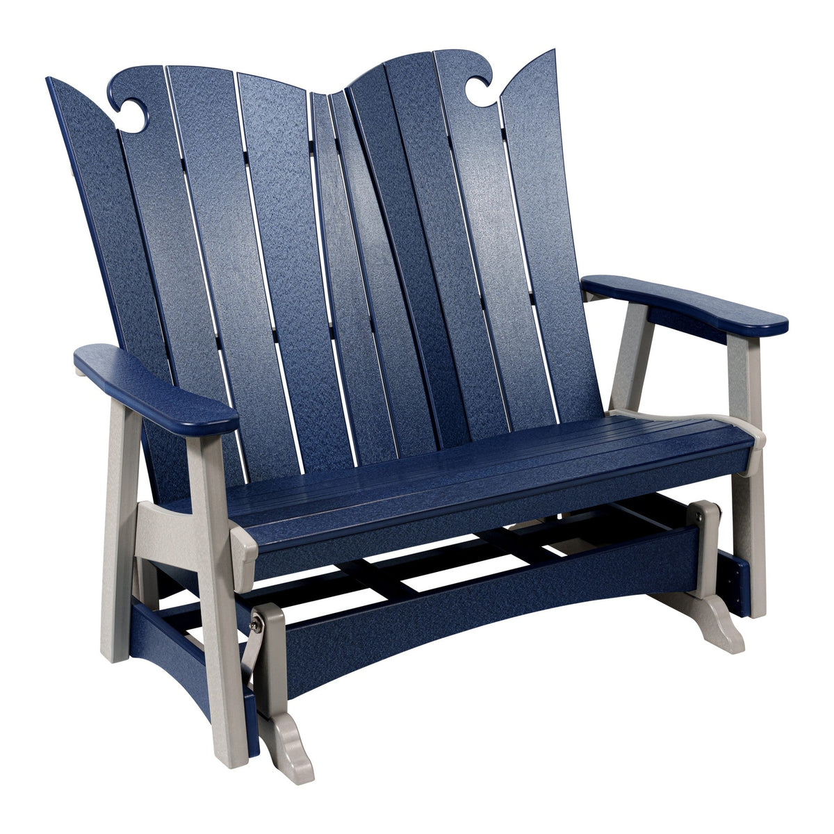 Myrtle Beach poly double glider with wave cut backs, navy and gray