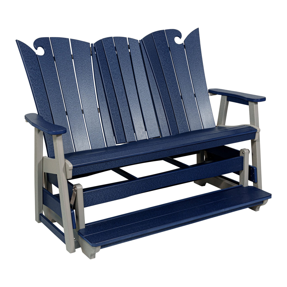 Myrtle Beach counter height poly triple glider, navy and gray